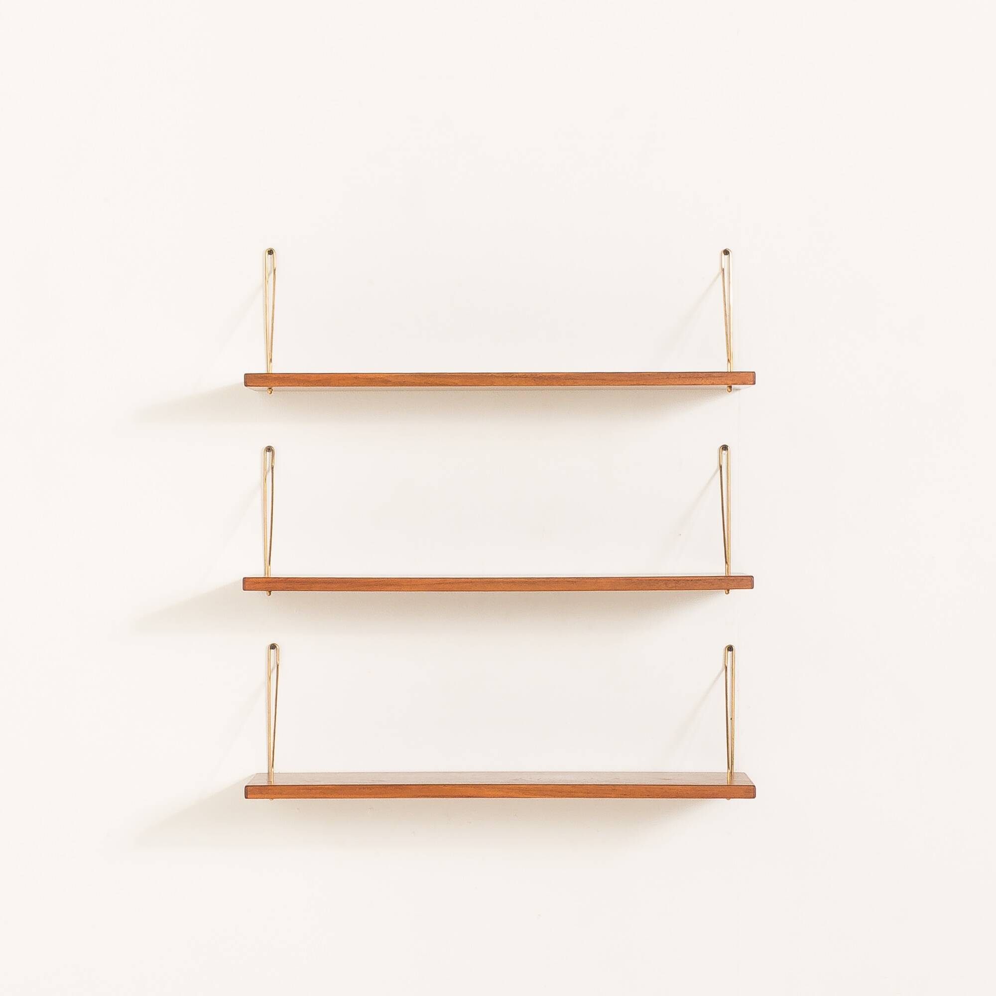 Danish mid century teak  floating shelves, set of 3 1960s