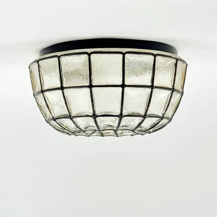 Mid Century Modern Glass Ceiling Light From Limburg, Germany, 1960s/1970s
