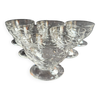 6 Champagne glasses – Daum Nancy France