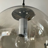 Space Age globe pendant lamp in smoked glass from the 70s