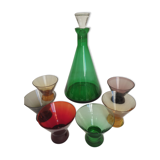 Lila foot glasses and its decanter