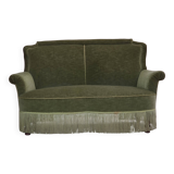 1960s, Danish 2-seater sofa, green furniture velour, beech wood.
