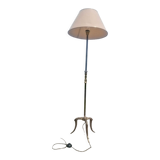 Lampadaire 3 pieds cuivre et abat-jour ancien