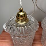 Paire de suspensions vintage en verre ciselé