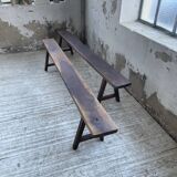 Pair of benches in walnut and solid oak 230 cm