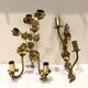 Paire d’appliques fleurs et feuilles laiton