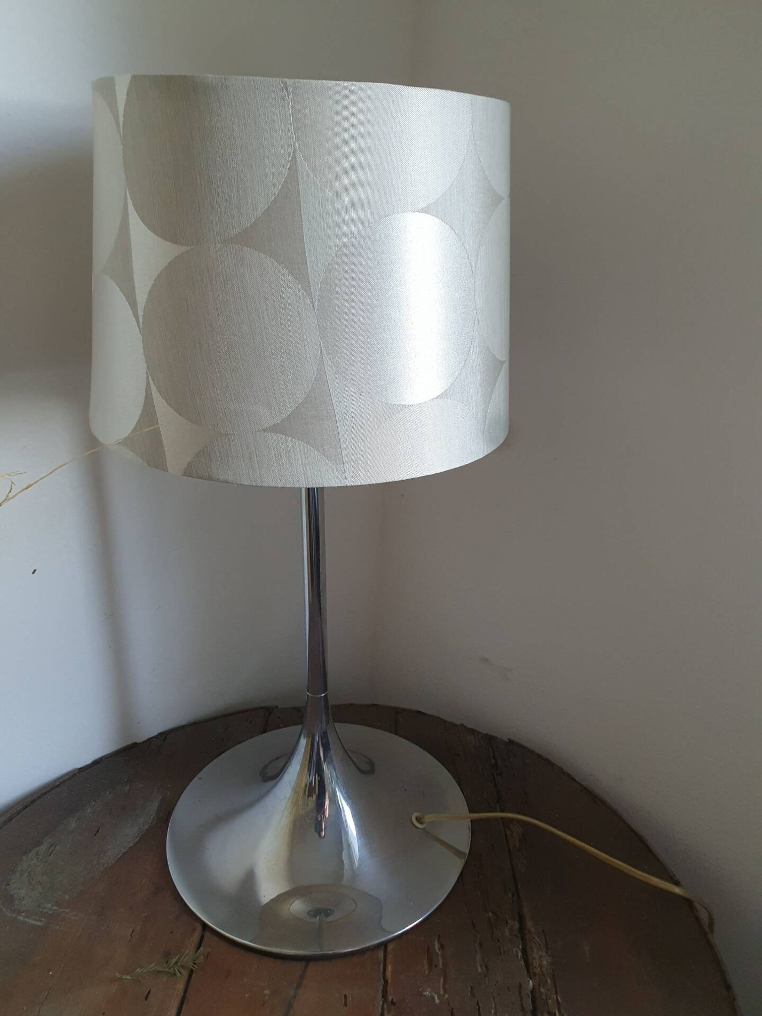 Beautiful vintage lamp in aluminium colour.