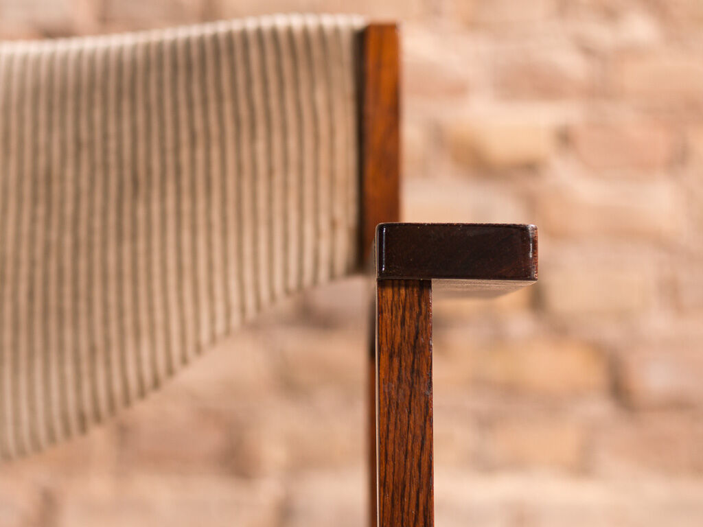 Scandinavian rosewood chairs with armrests, velvet fabrics (x6)