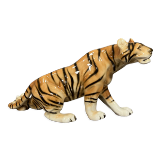 Royal Dux glazed porcelain tiger statue circa 1970