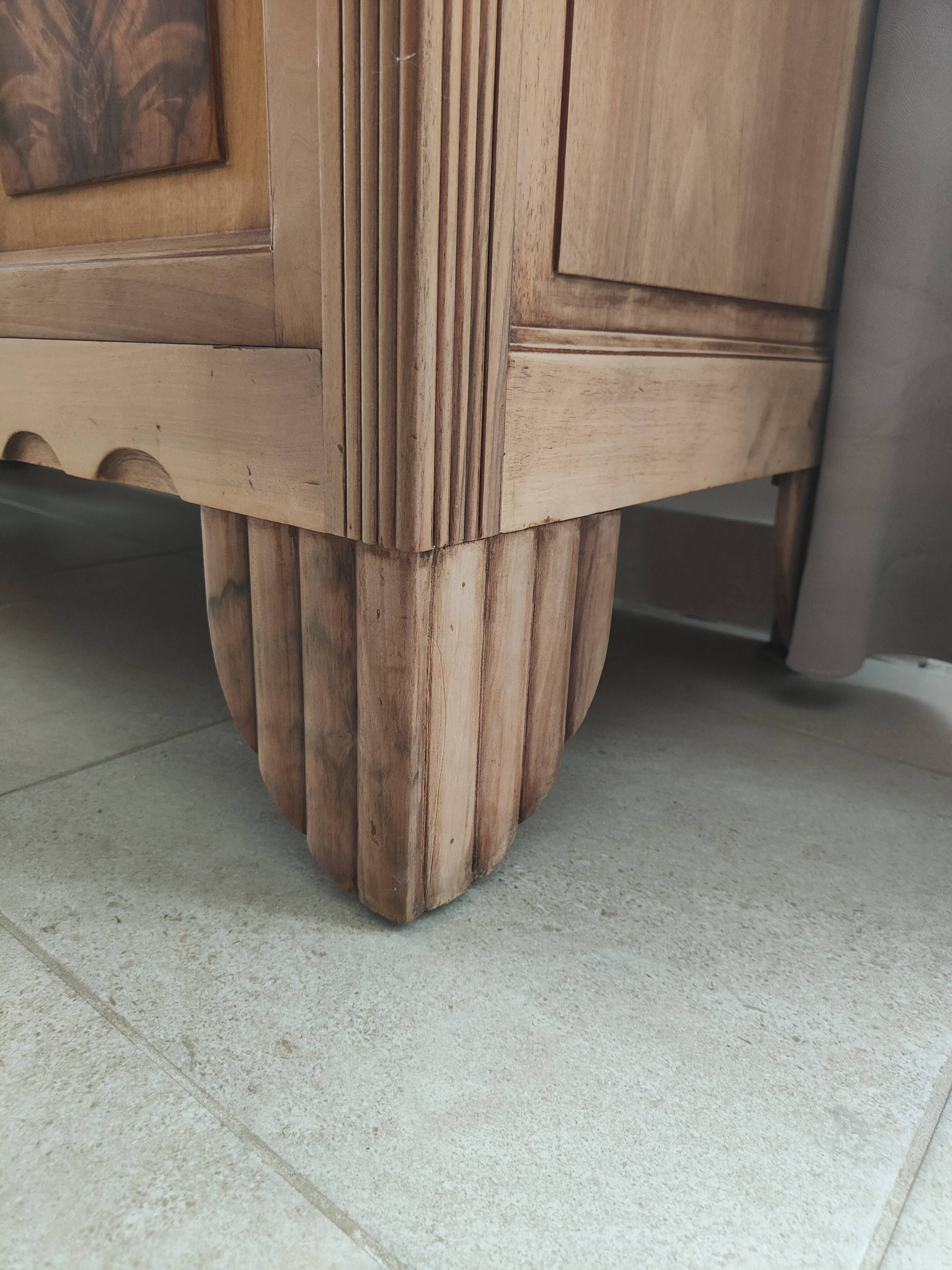 Art Deco Sideboard in Walnut Burl and Marble – 1930s