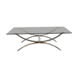 Vintage glass and chromed metal coffee table from the 70s