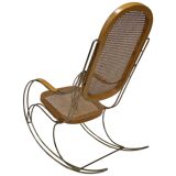 Rocking-chair en bois incurvé en laiton vintage