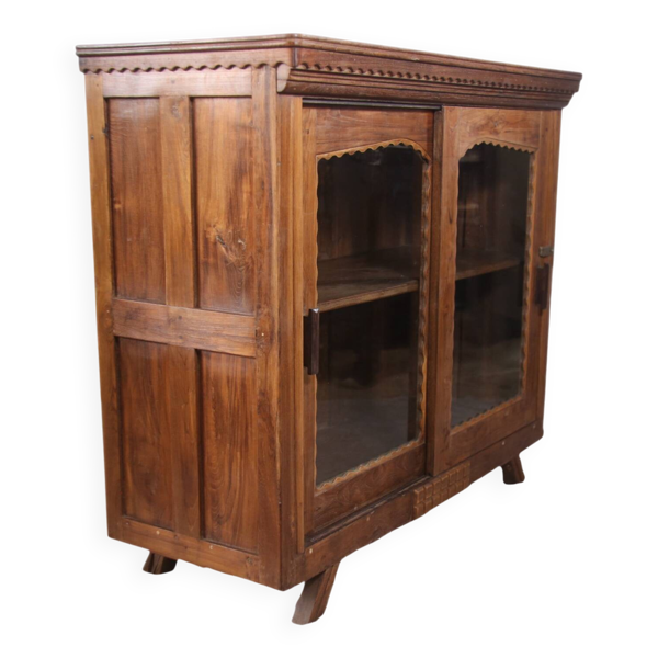 Buffet vitré ancien en teck birman