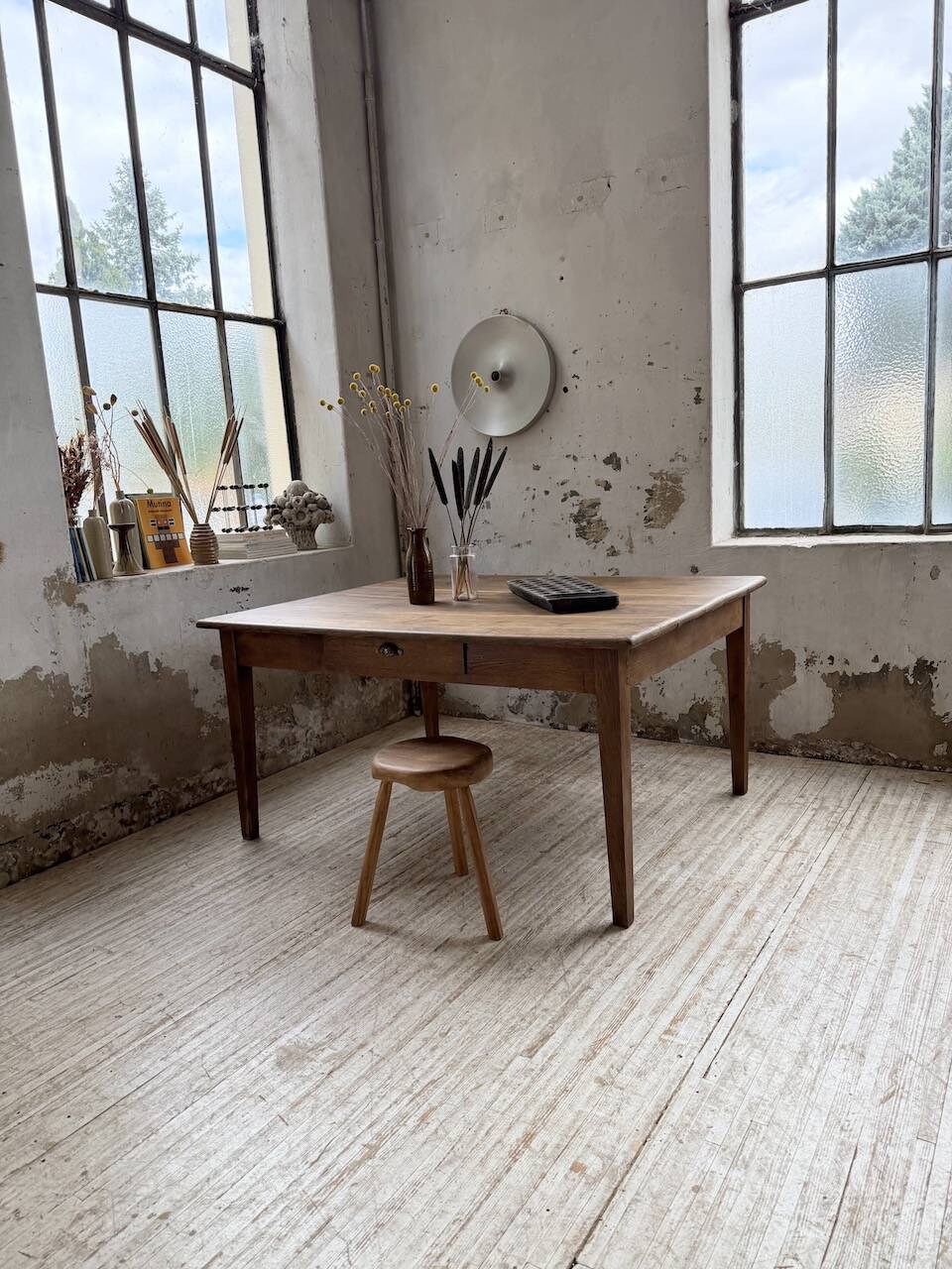 Large “square” oak farmhouse table 1950