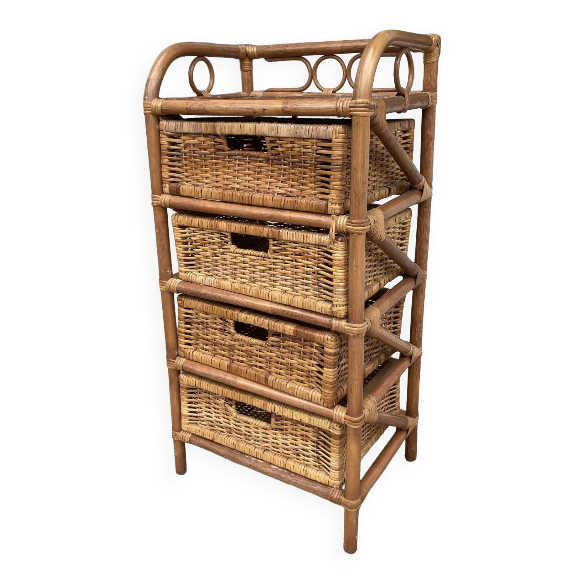 Vintage rattan chiffonier