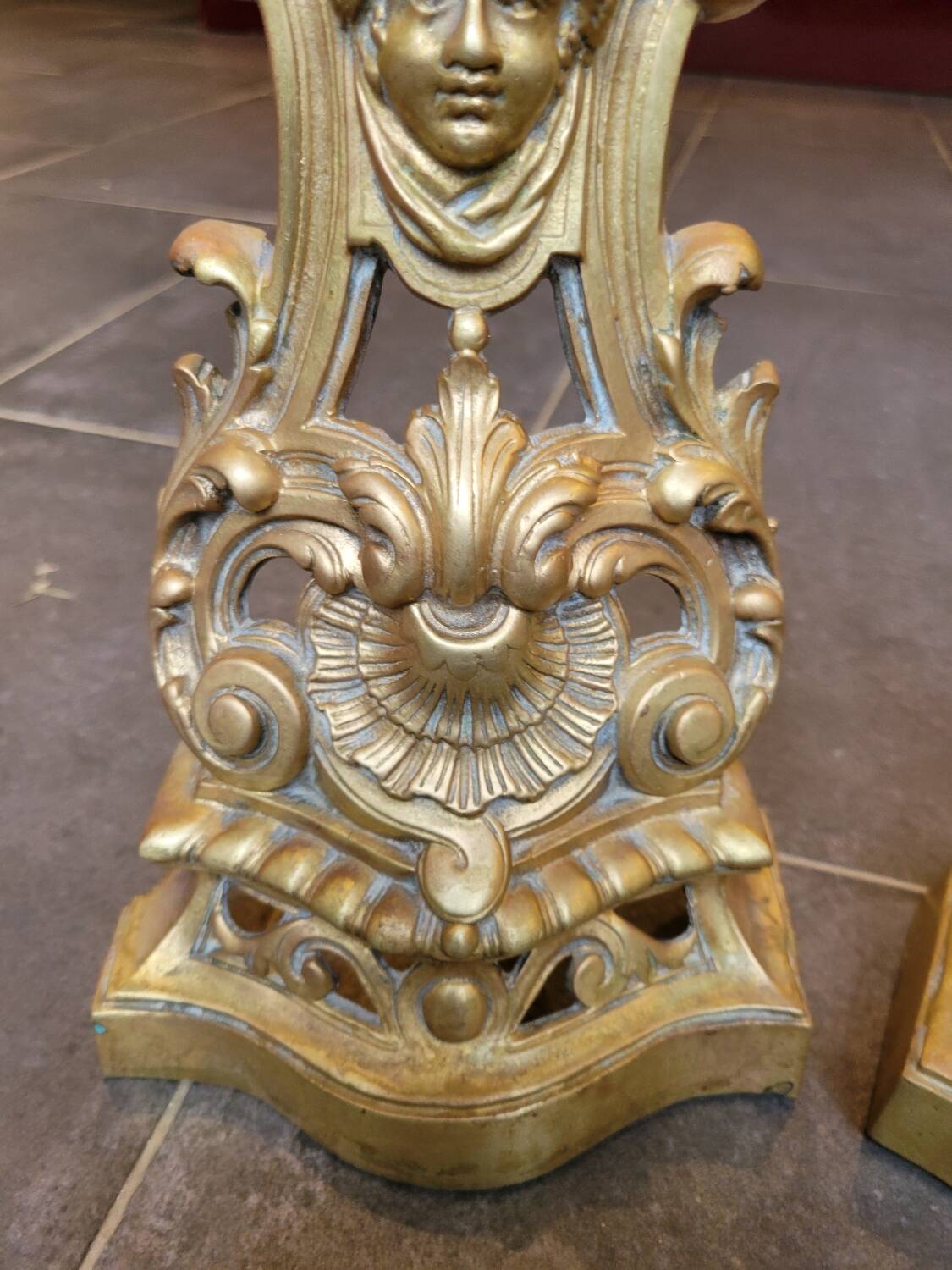 19th century gilded bronze andirons