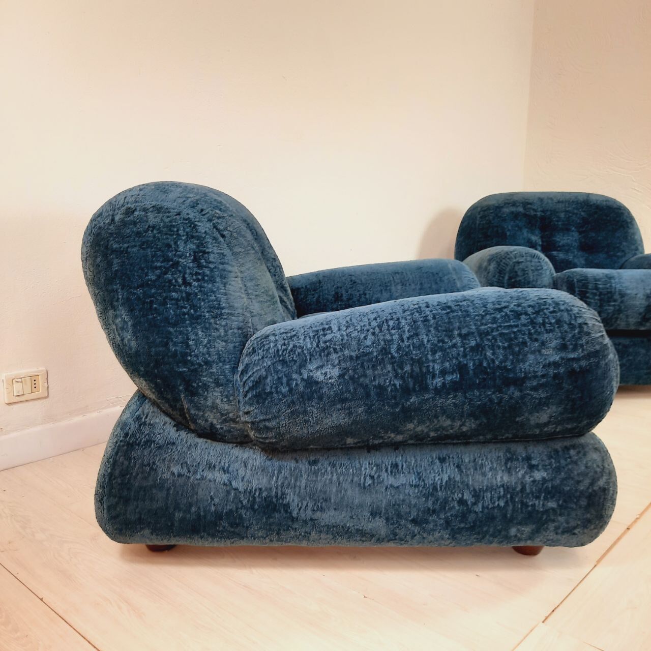 Pair of armchair - vintage - 1960s / 70s - petrol blue color.