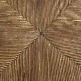 Country stool in wood and straw