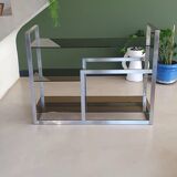 Metal and smoked glass console 1970