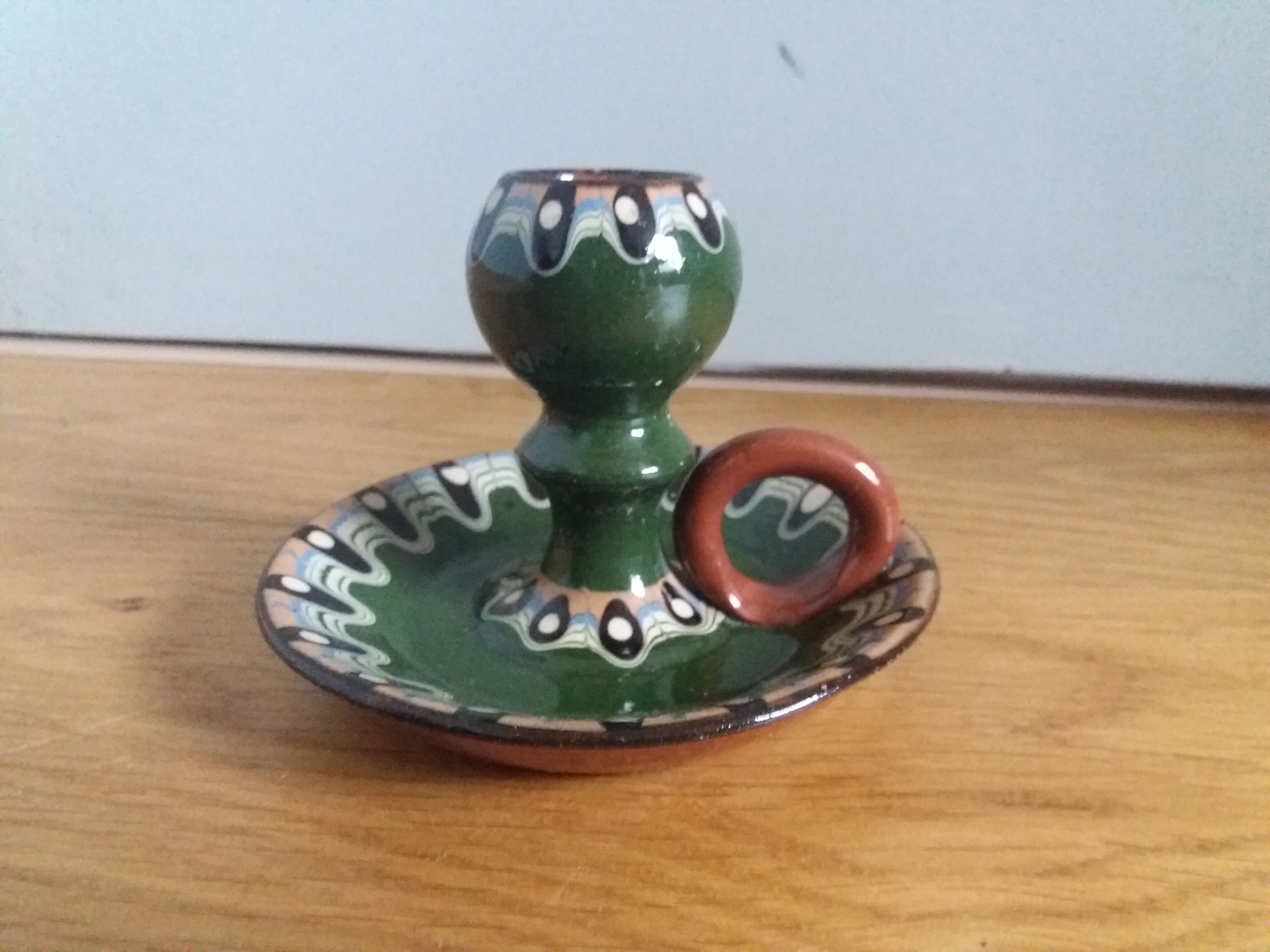 Trojan glazed ceramic cellar rat candle holder Bulgaria