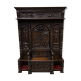 Antique impressive wardrobe with bench trunk.