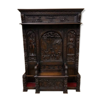 Antique impressive wardrobe with bench trunk.