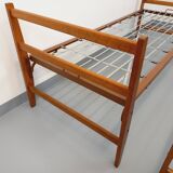 Pair of vintage stackable daybeds in oak wood and metal from the 60s