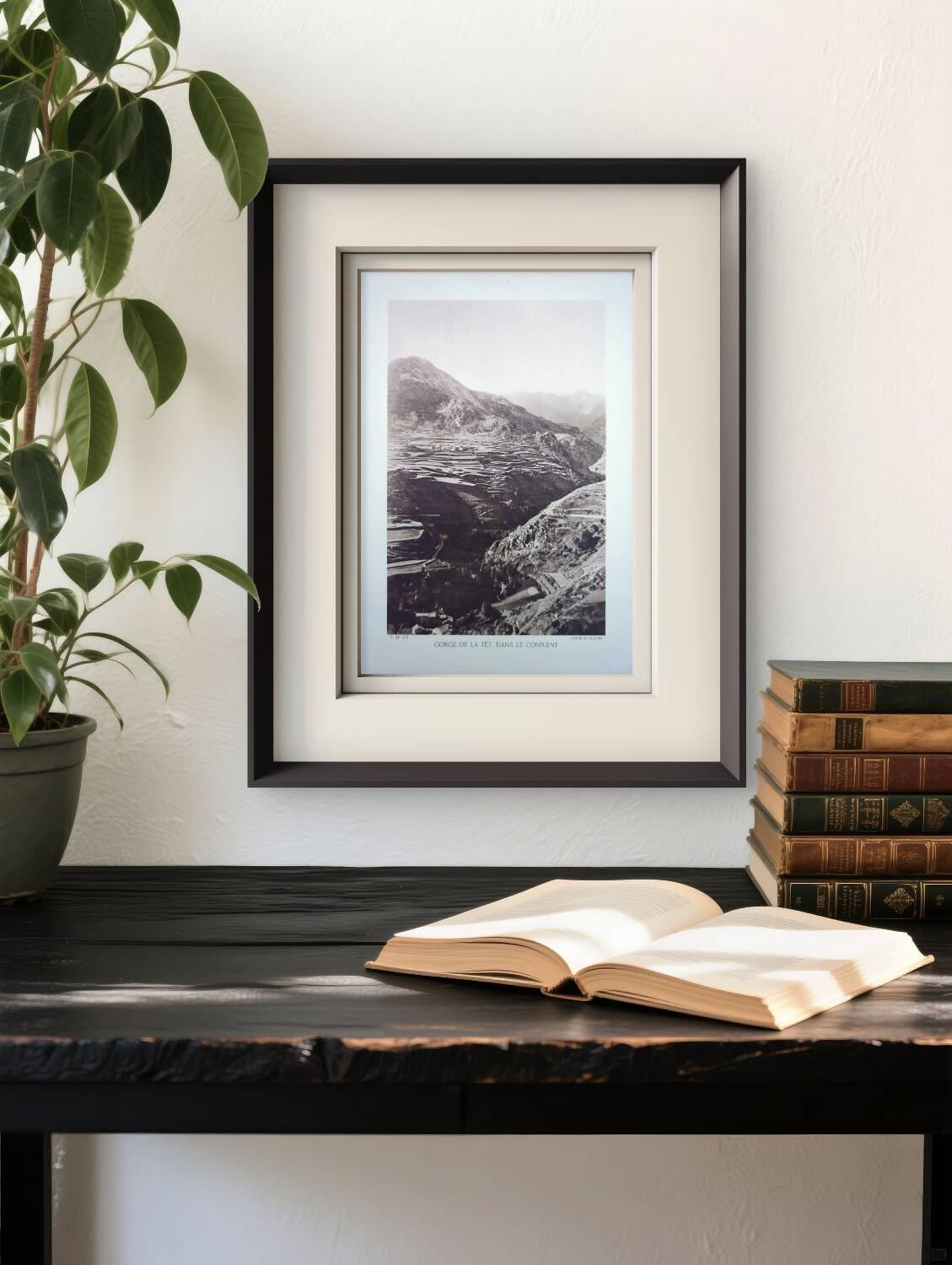 Gorge de la Têt, Pyrenees. Printed photo plate from 1937.