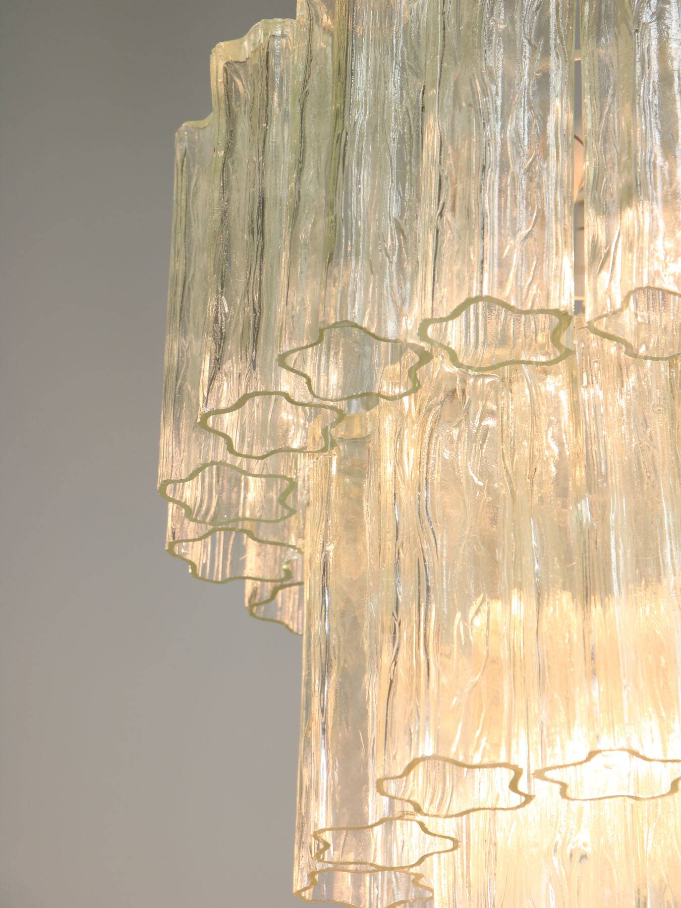 Large Mid-century Italian Glass Cascade Chandelier