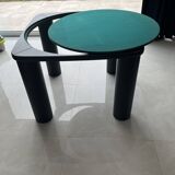 Square table mutlifunction Italian design, signed reversible board for the game, bar legs