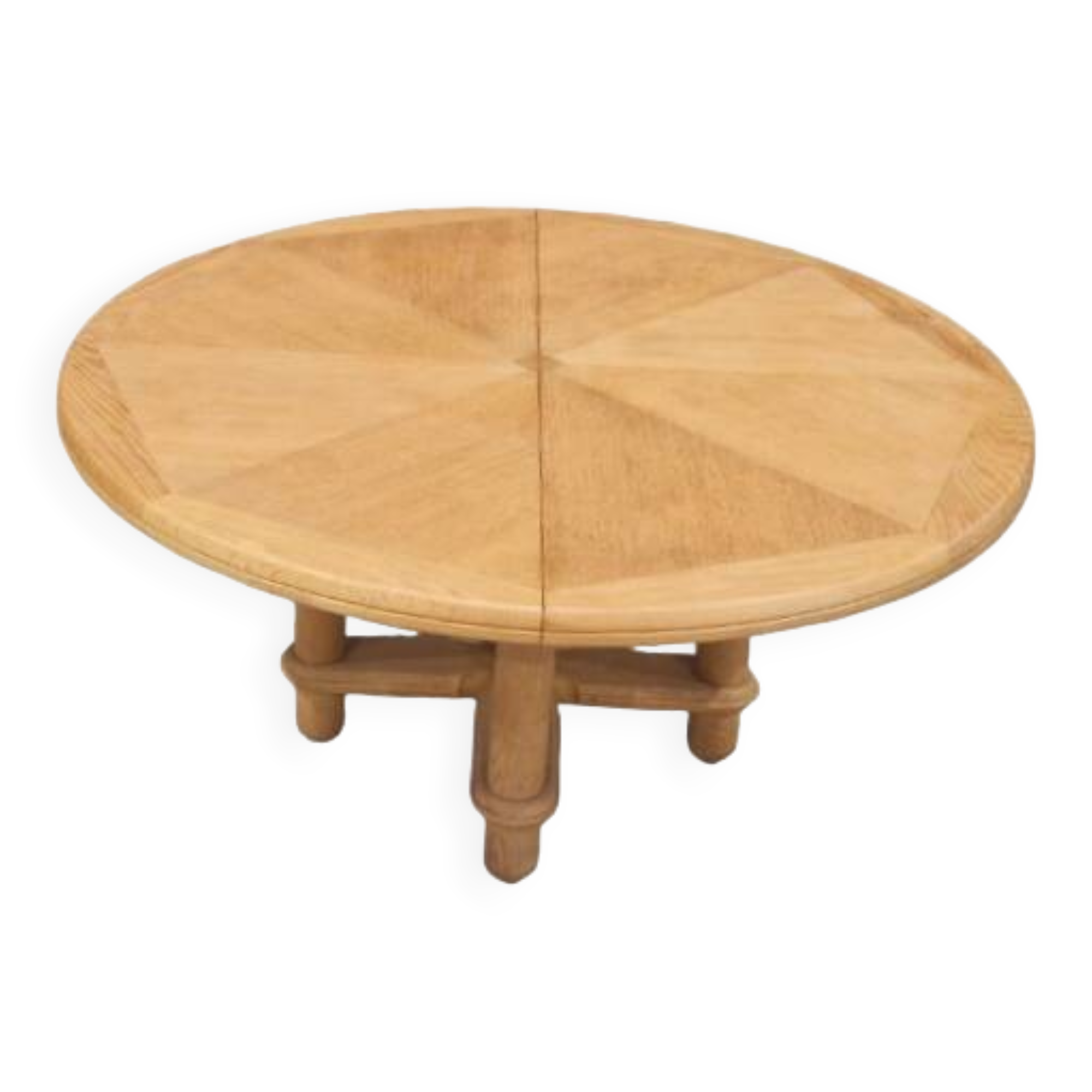 Large vintage Victorine table in light oak, Guillerme et Chambron