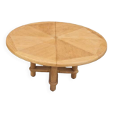 Large vintage Victorine table in light oak, Guillerme et Chambron