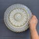 Vintage round ceiling light in amber glass