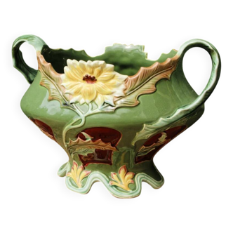 Art Nouveau slip planter with thistles