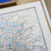 France and departments, old map, printed in 1852. Authentic.