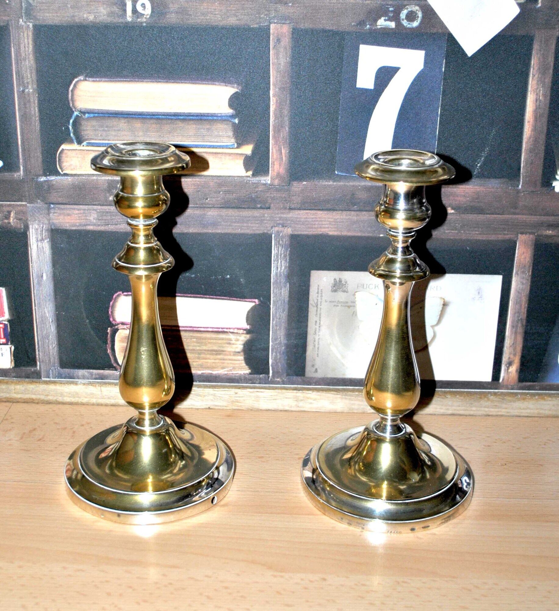 Antique candle holders in christofle brass punched gold