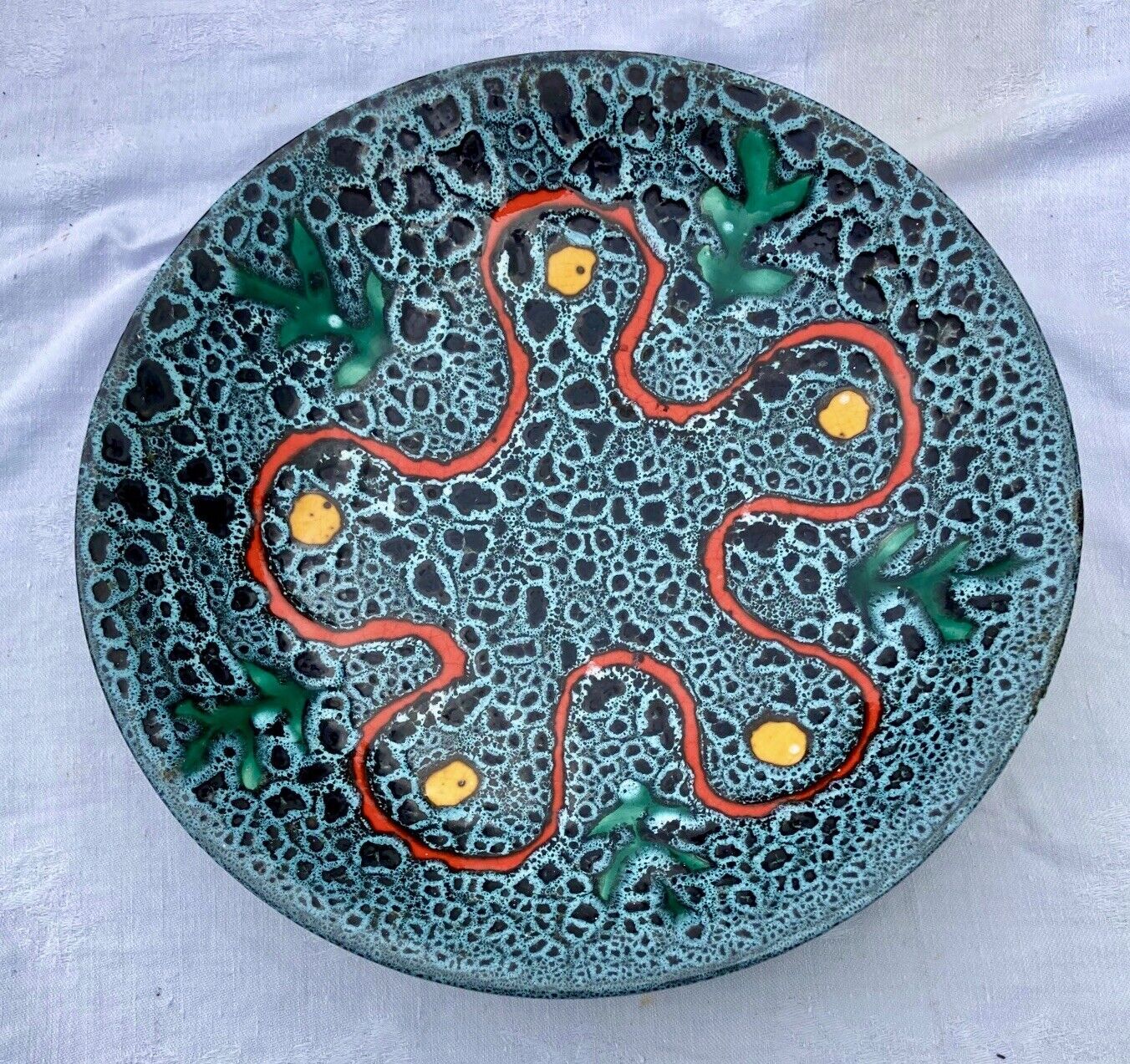 Ceramic dish 60-70 Poet Laval Modernist abstract décor