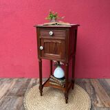 White marble and pitch pine bedside table