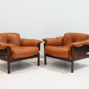 MP-13 armchair set by Percival Lafer in cognac leather.