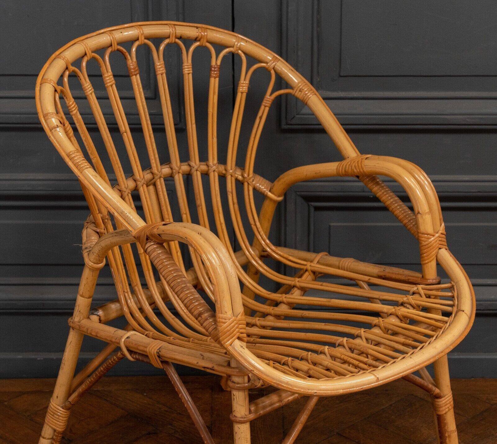 Suite of three rattan armchairs 1960 with original patina