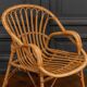 Suite of three rattan armchairs 1960 with original patina