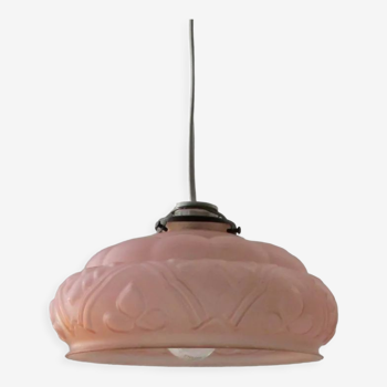 Suspension art deco lampshade pink glass paste