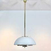 Glashütte Limburg Mushroom Pendant Light in Opal Glass and Brass
