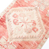 Faded red and beige vintage runner rug 322x85cm