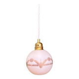 Vintage globe pendant light in white opaline with gold designs