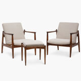 Set of 2 GFM-64 armchairs with footstool