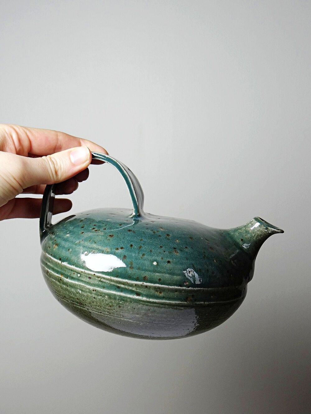 Glazed stoneware jug/pourer/watering can, vintage La Borne craftsmanship.