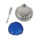 Vintage Blue Glass Queen Anne Scallop Shell Butter Dish