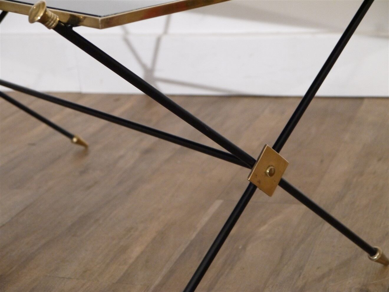 coffee table in metal, brass and glass, 1970