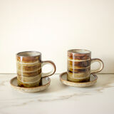Pair of stoneware cups and sub-cups